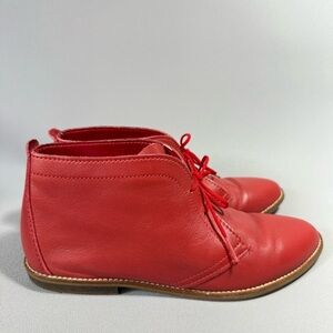 Vintage White Mountain "Honey" Red Leather Lace-Up Ankle Boots